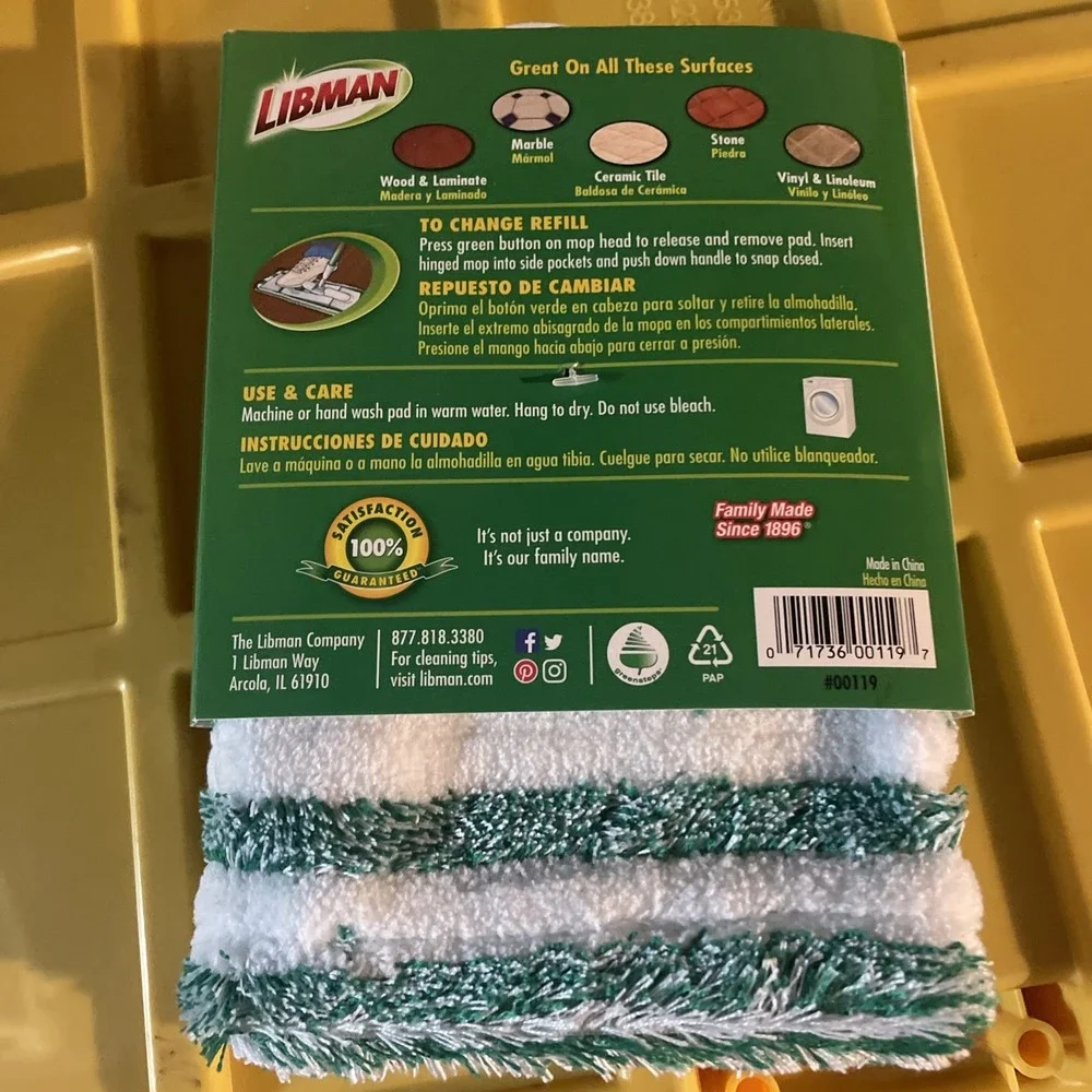 Libman Wet & Dry Floor Microfiber Mop Refill 18